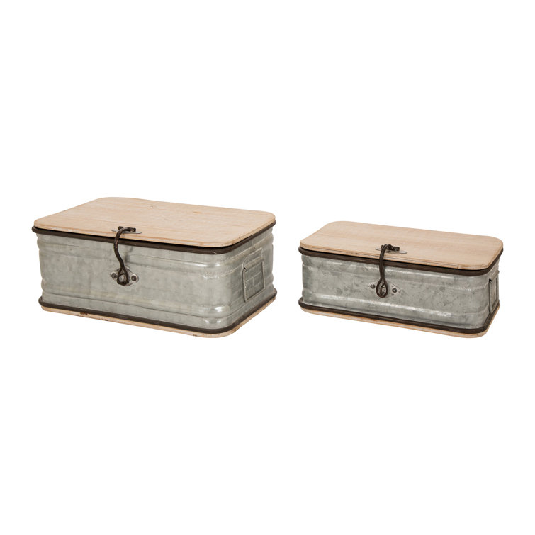 August Grove® Almamy 2 Piece Galvanized Metal Box Set & Reviews Wayfair
